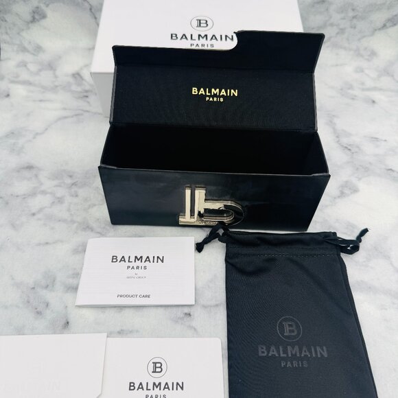 Balmain Sunglasses Case,White Box,Black Wide Hard Case,Soft Drawstring Bag,Card - Picture 3 of 10